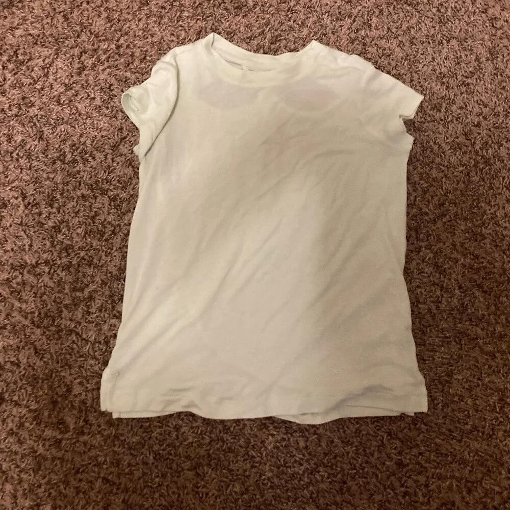 Athleta Girl Twist N Shout Tee Medium 8-10 Short Sleeve Light Green Cutout Back